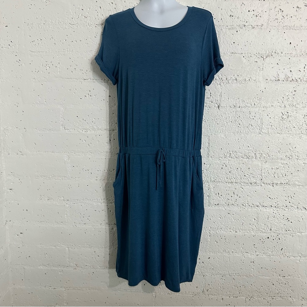 32 Degrees Cool Womens Dress L Heather Quiet Teal Rayon Stretch Soft NEW AW9